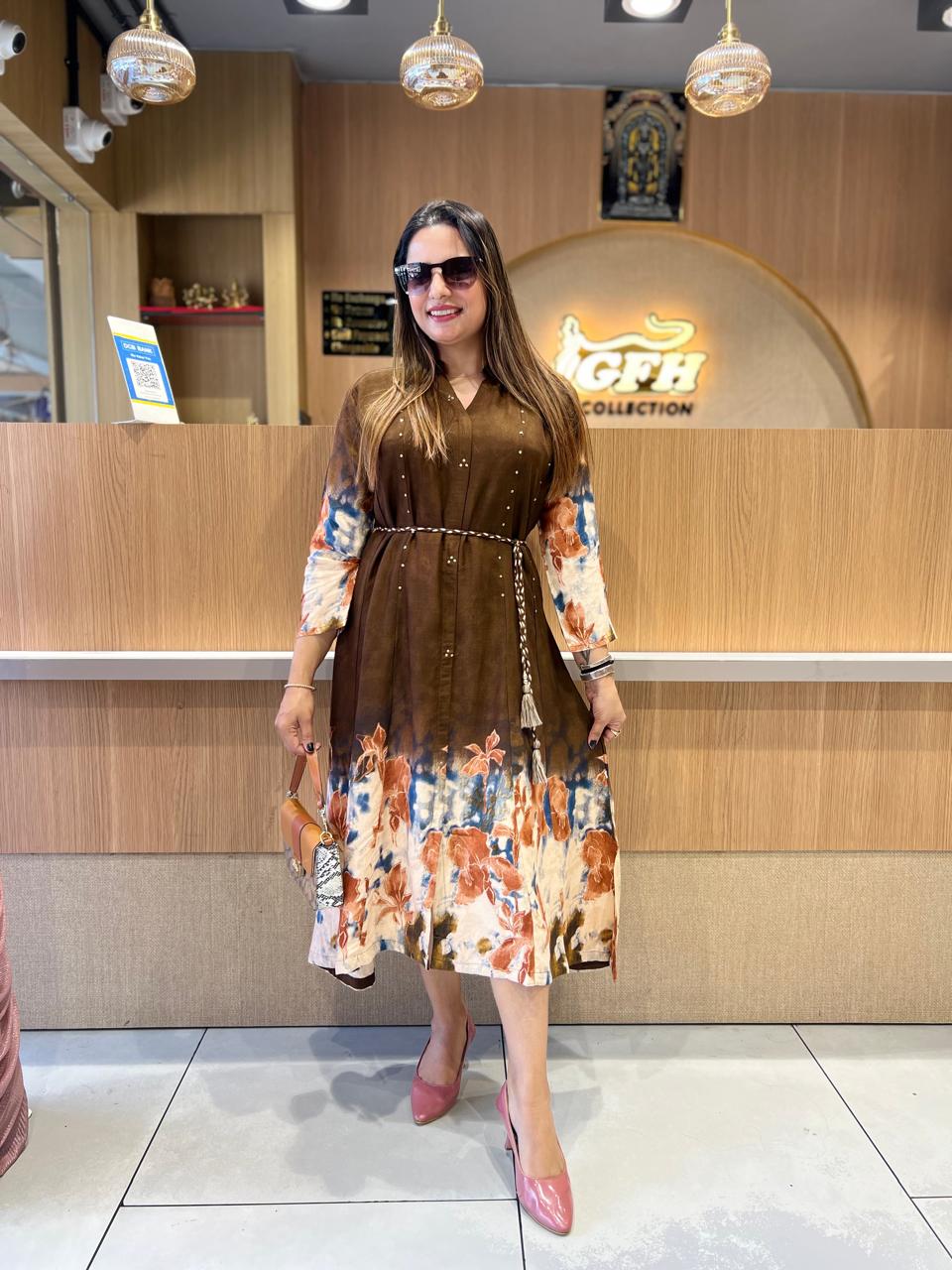 Pure German Rayon Choclate Brown Midi