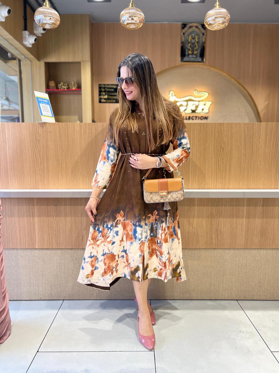 Pure German Rayon Choclate Brown Midi