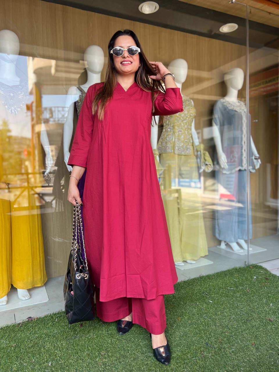 Pure Slub Cotton Red 2pc Set