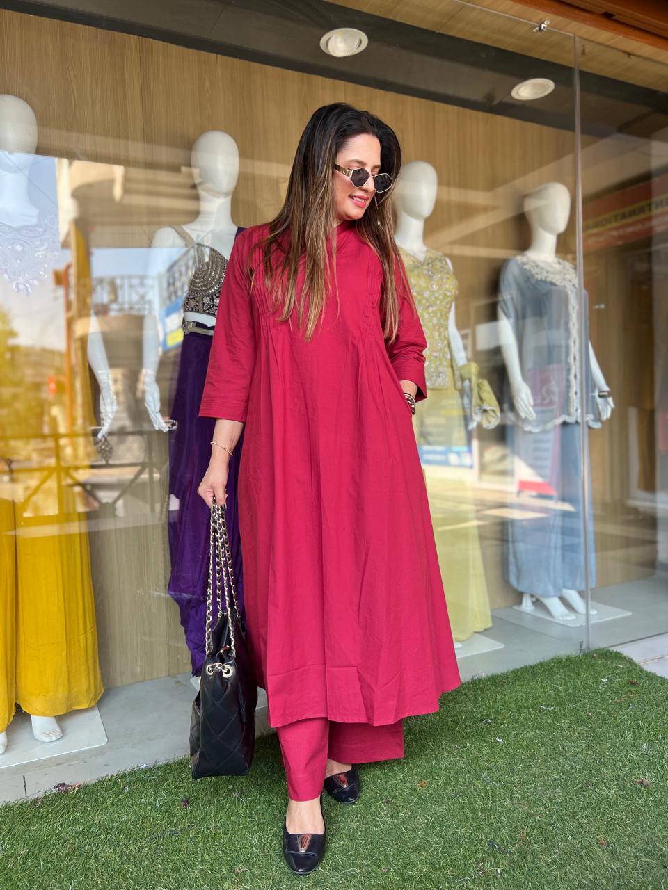 Pure Slub Cotton Red 2pc Set