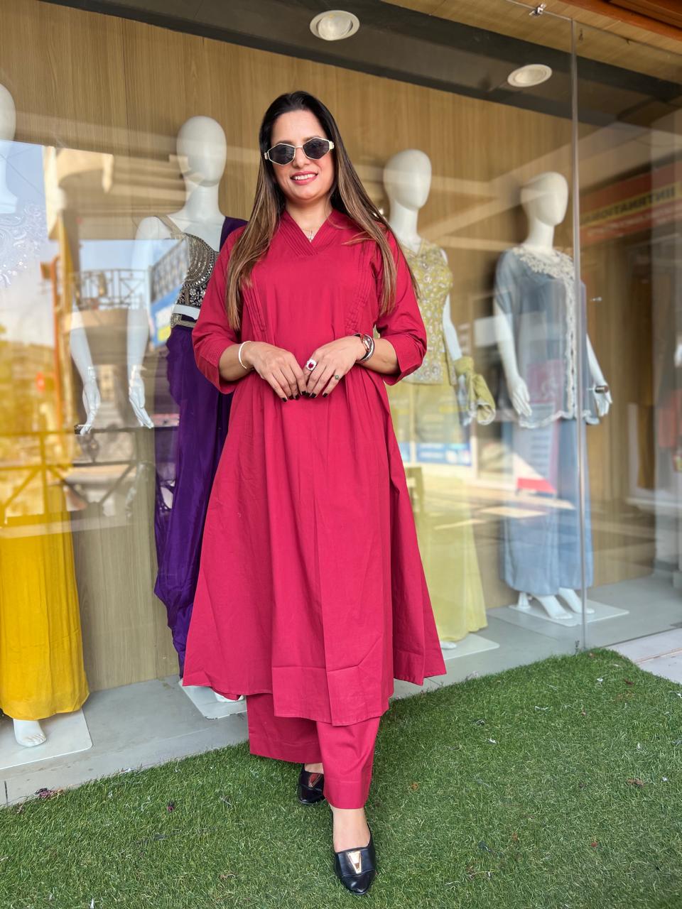 Pure Slub Cotton Red 2pc Set