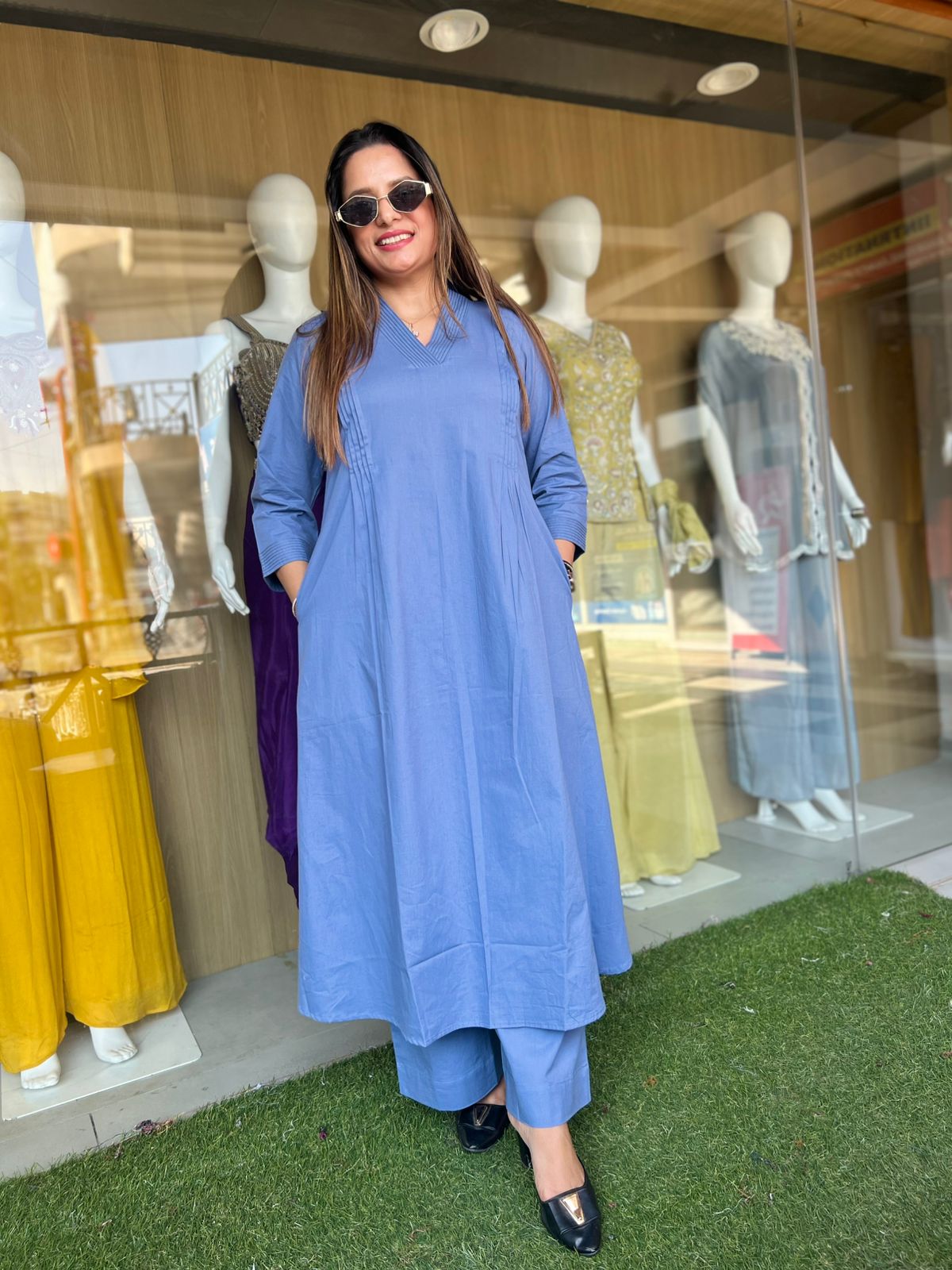 Pure Slub Cotton Blue 2pc Set