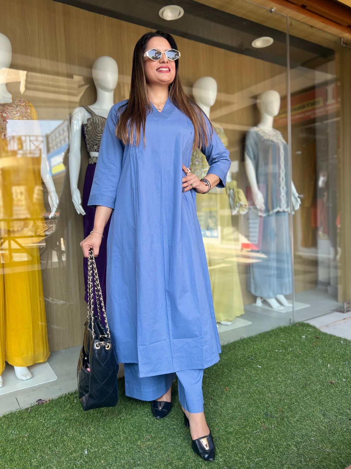 Pure Slub Cotton Blue 2pc Set
