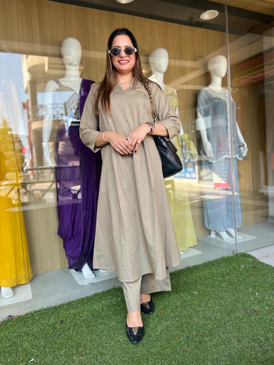 Pure Slub Cotton Olive Green 2pc Set