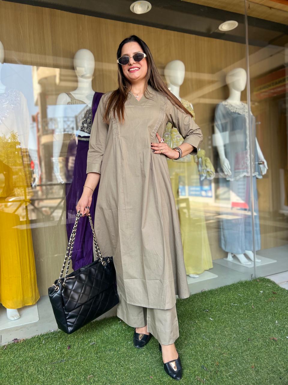 Pure Slub Cotton Olive Green 2pc Set