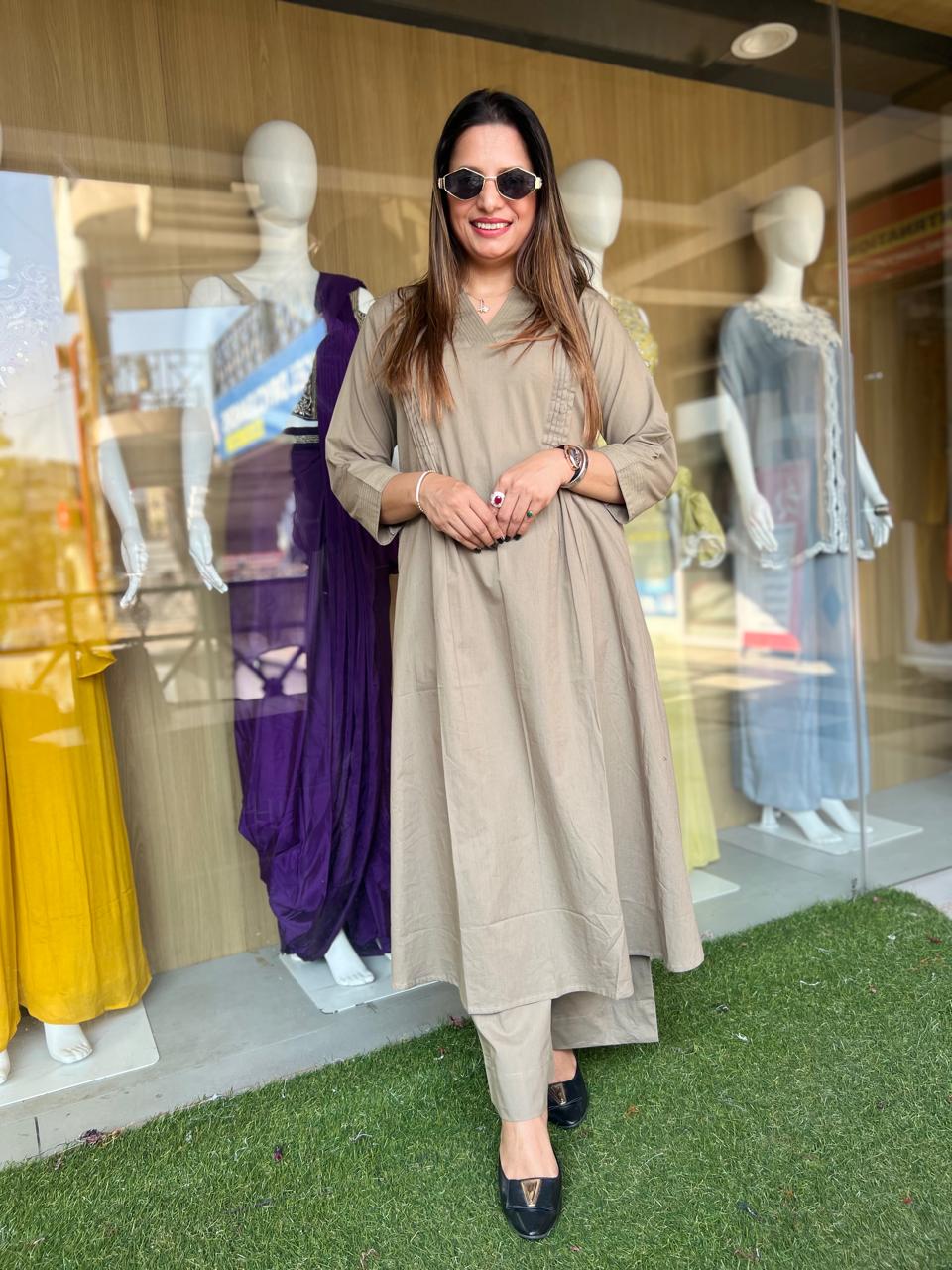 Pure Slub Cotton Olive Green 2pc Set