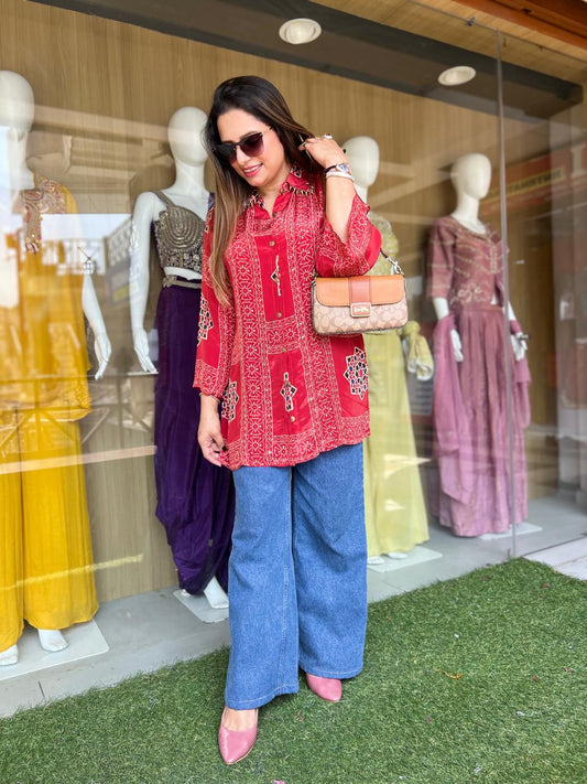 Pure Modal Crep Red Shirt