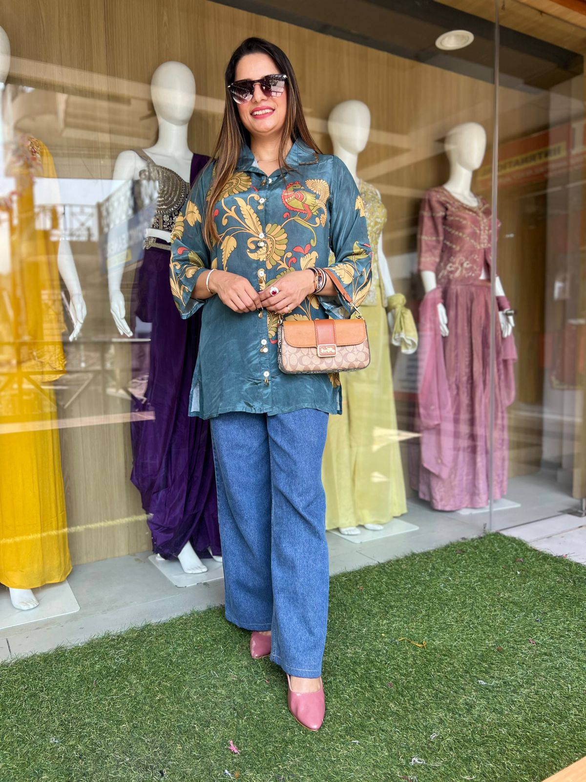 Pure Modal Crep English Green Shirt