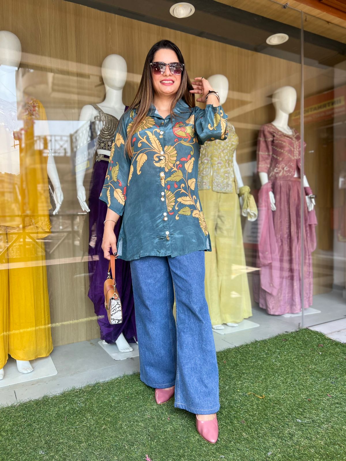 Pure Modal Crep English Green Shirt