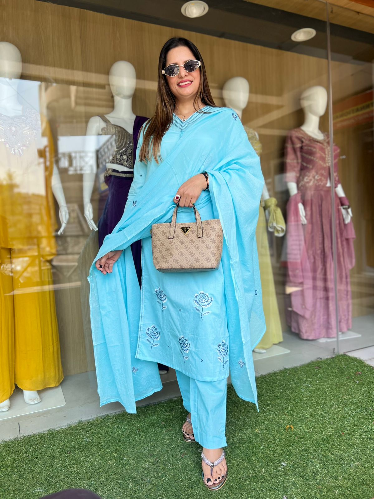Pure Cotton Firozi 3pc Set