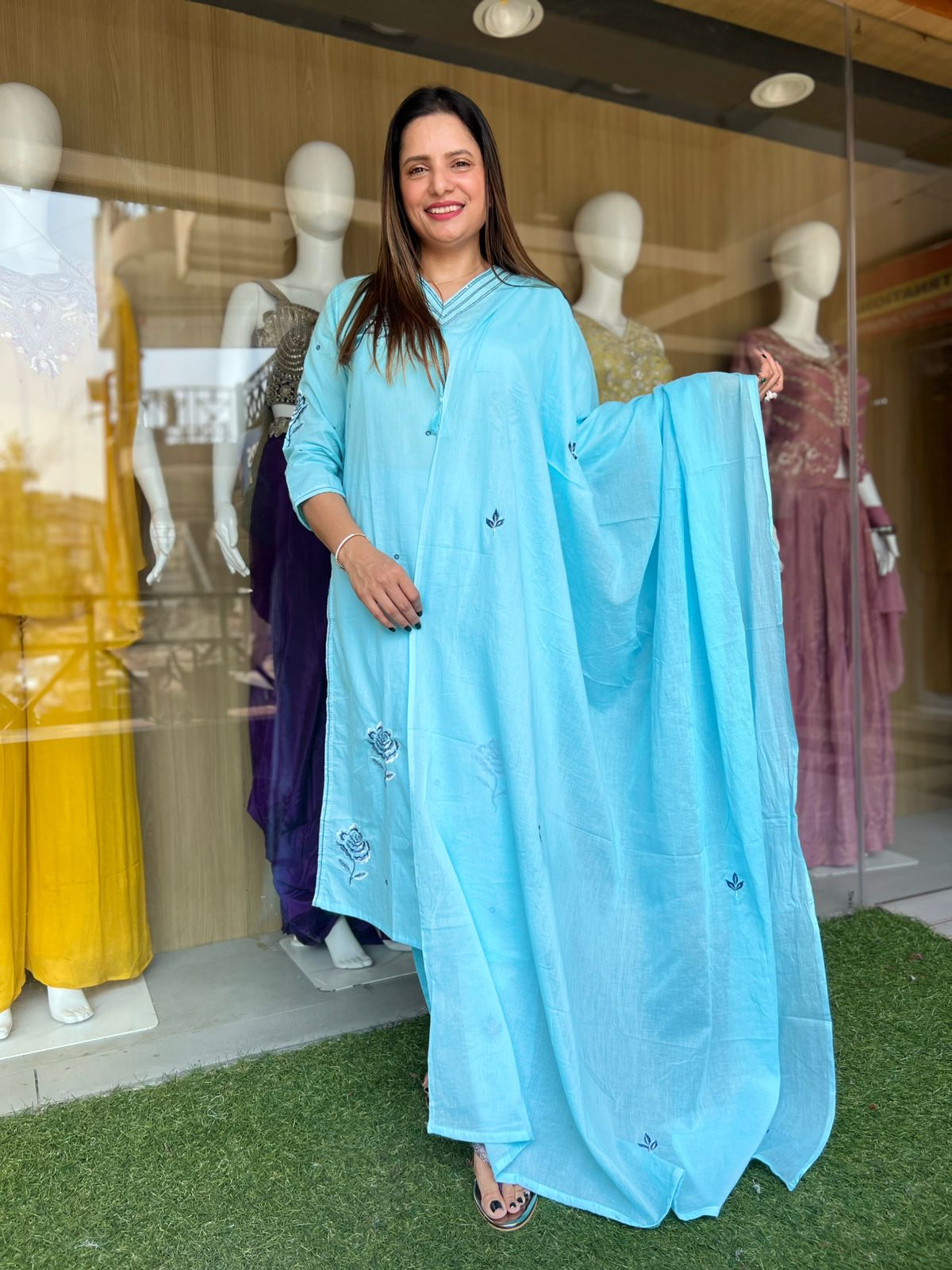 Pure Cotton Firozi 3pc Set