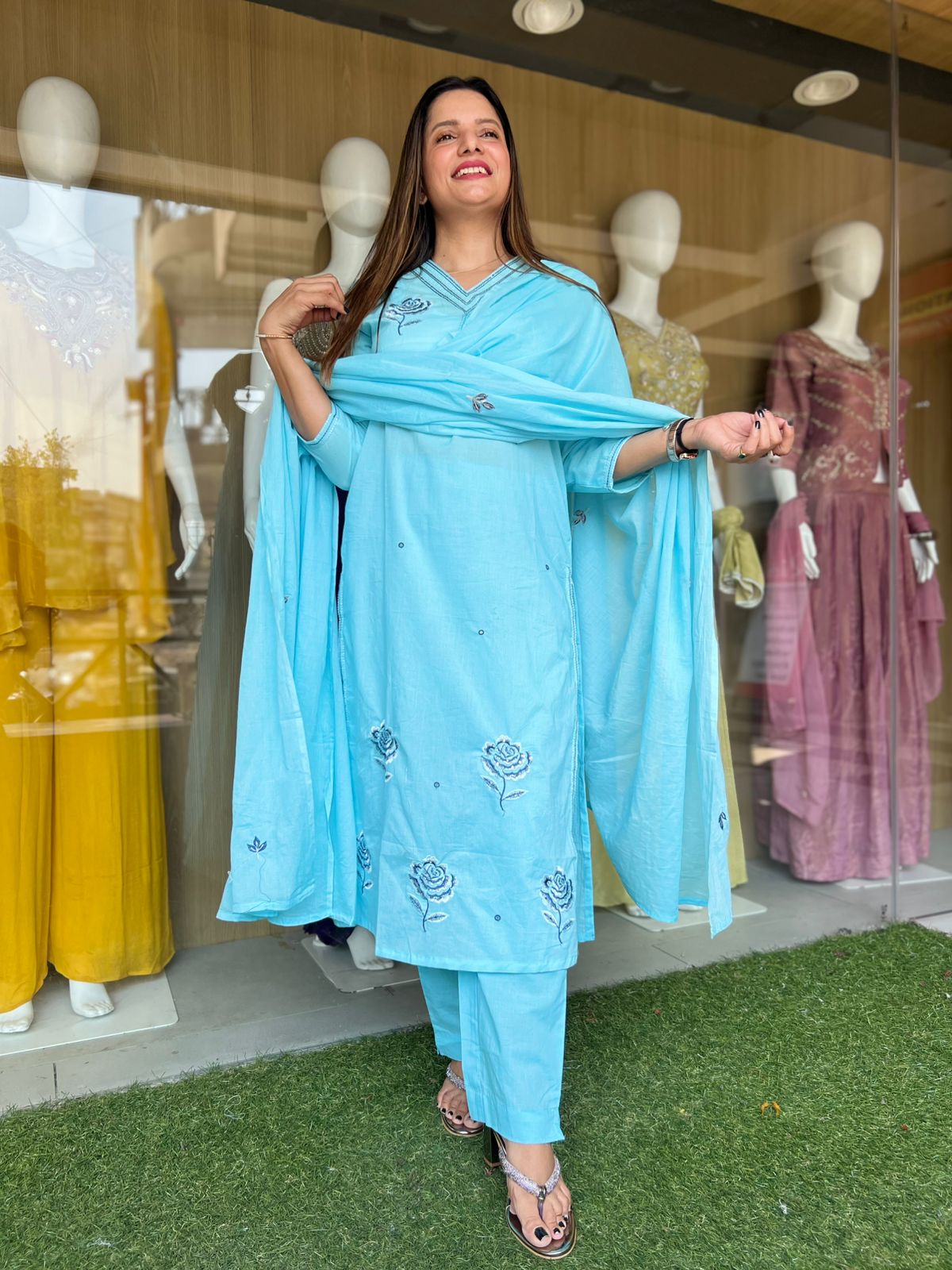 Pure Cotton Firozi 3pc Set