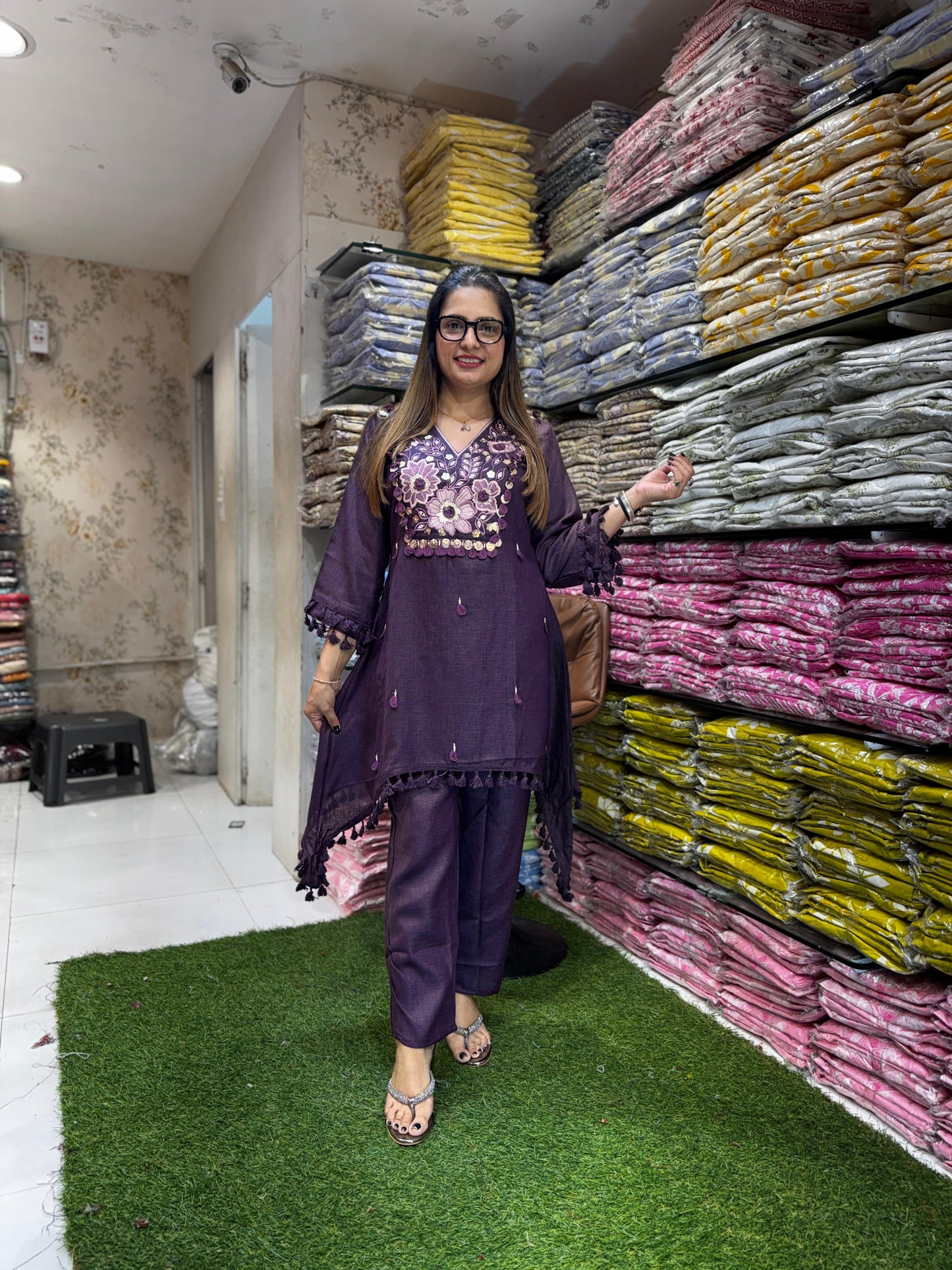 Pure Handloom Jute Cotton Purple 2pc Set