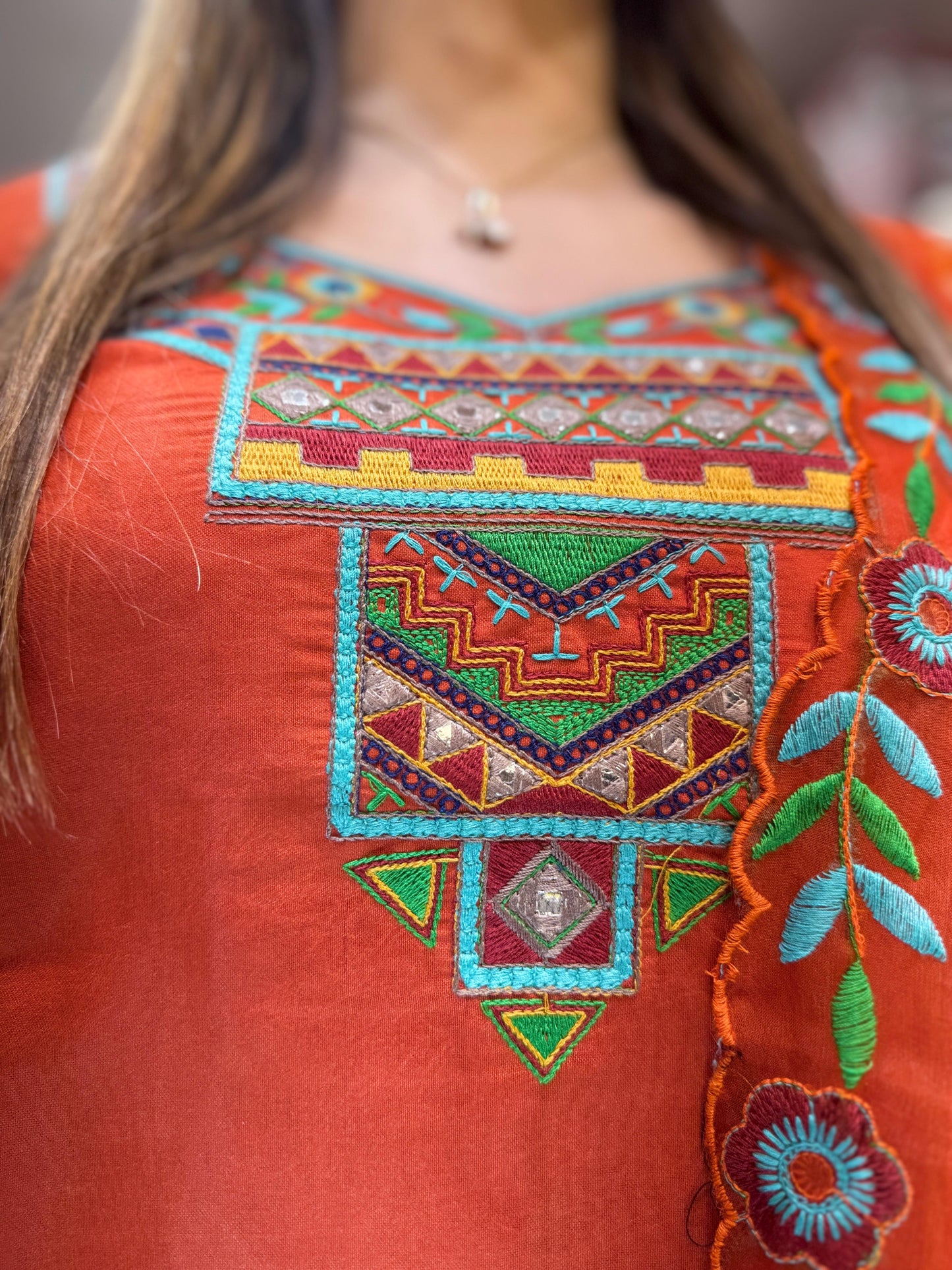 Pure Cotton Silk Orange Farsi 3pc Set