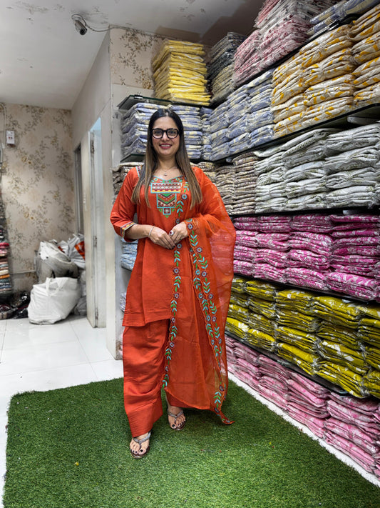 Pure Cotton Silk Orange Farsi 3pc Set