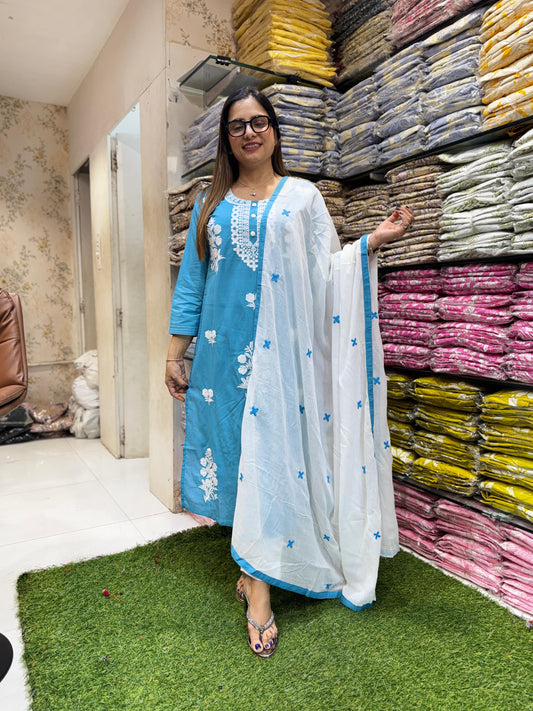 Pure Cotton Firozi 3pc Set