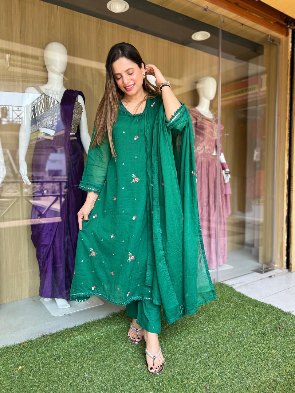 Pure Mull Cotton Green 3pc Set