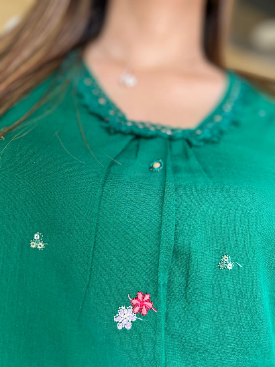 Pure Mull Cotton Green 3pc Set