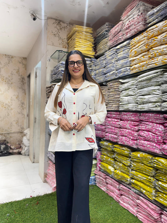 Pure Mull Cotton Off White Shirt