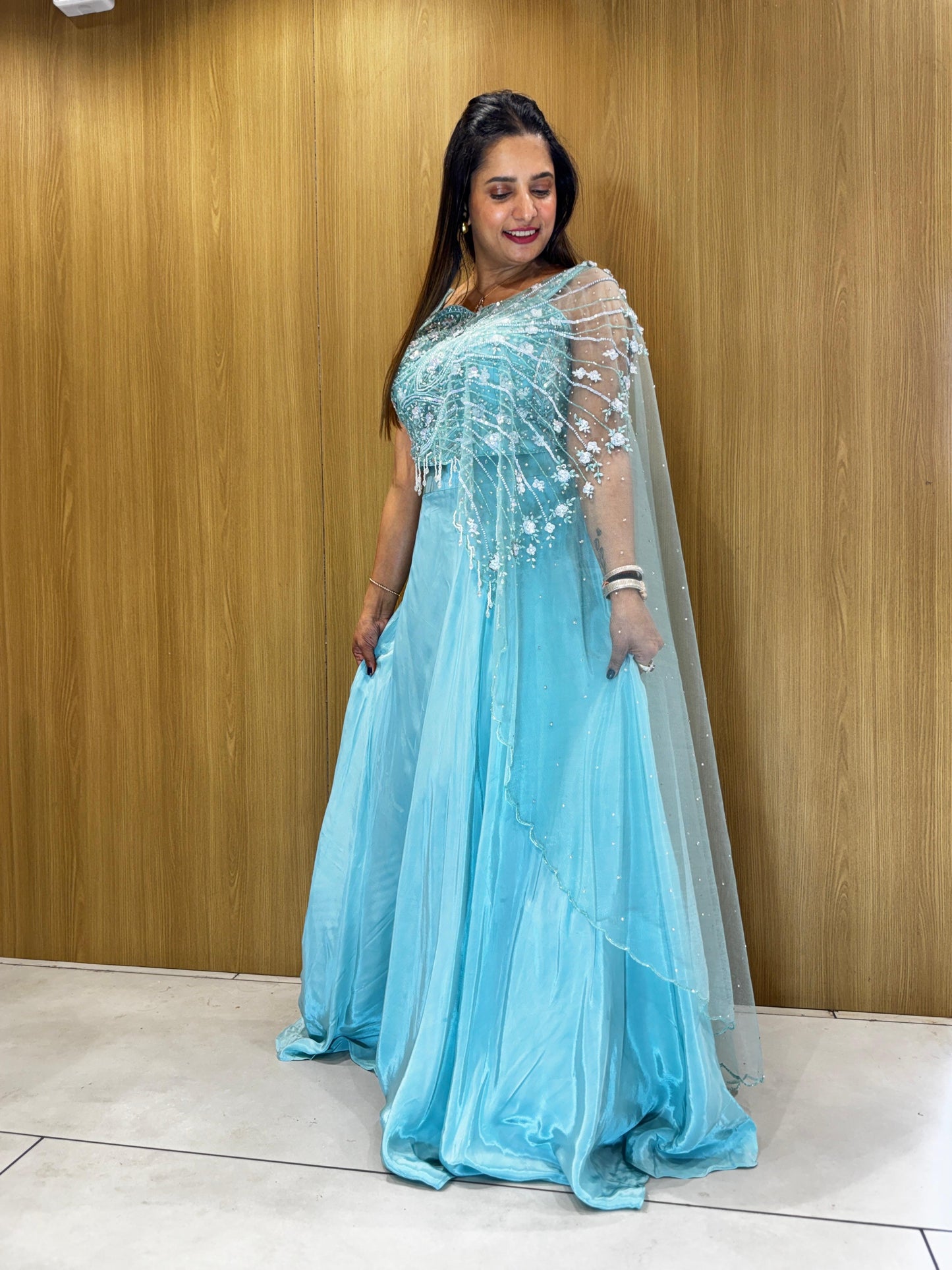 Pure Crep Sea Green Lahenga