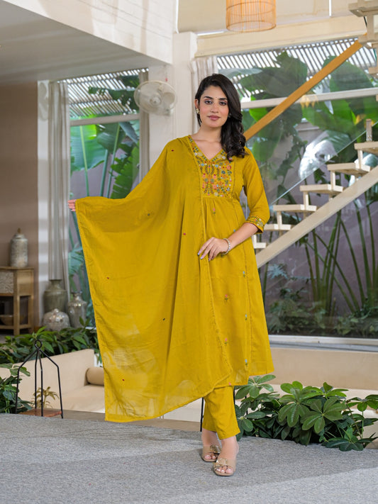 Pure Mull Cotton Yellow 3pc Set