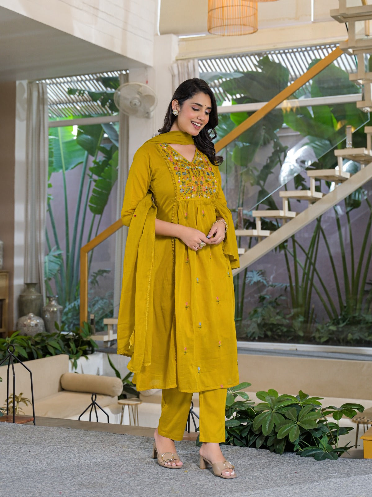 Pure Mull Cotton Yellow 3pc Set