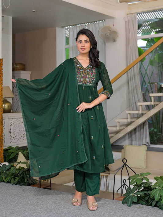 Pure Mull Cotton Green 3pc Set