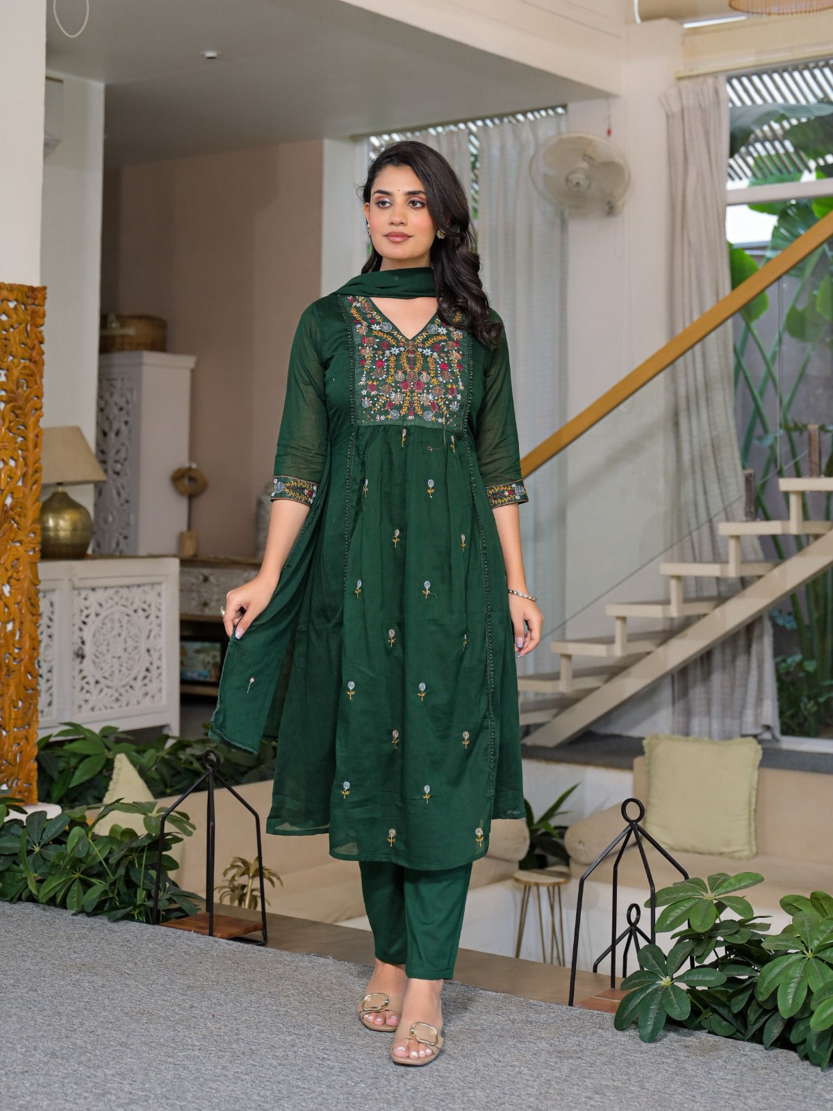 Pure Mull Cotton Green 3pc Set