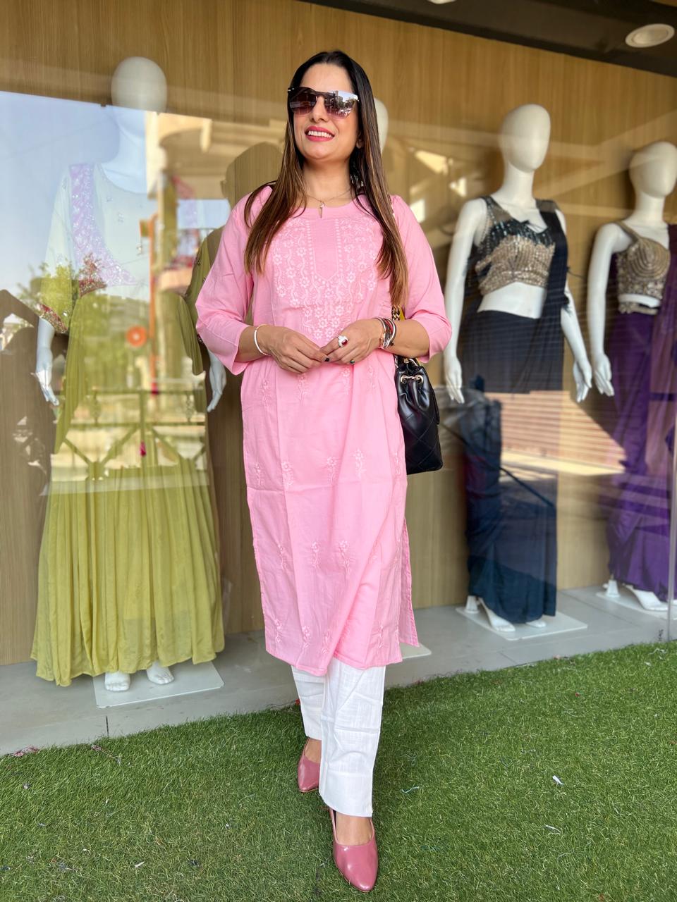 Pure Cotton Baby Pink One Piece Kurti