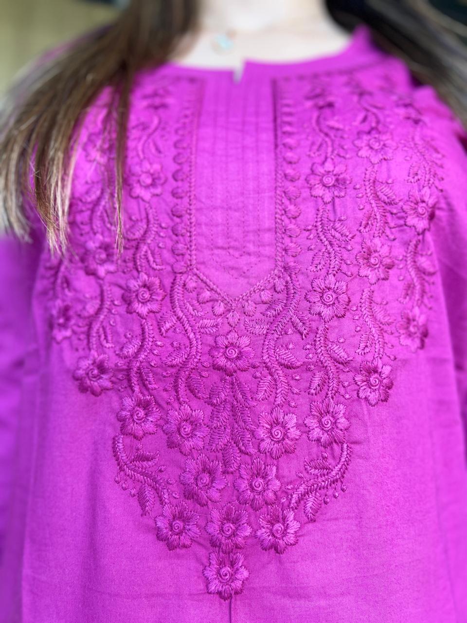 Pure Cotton Mazenta One Piece Kurti