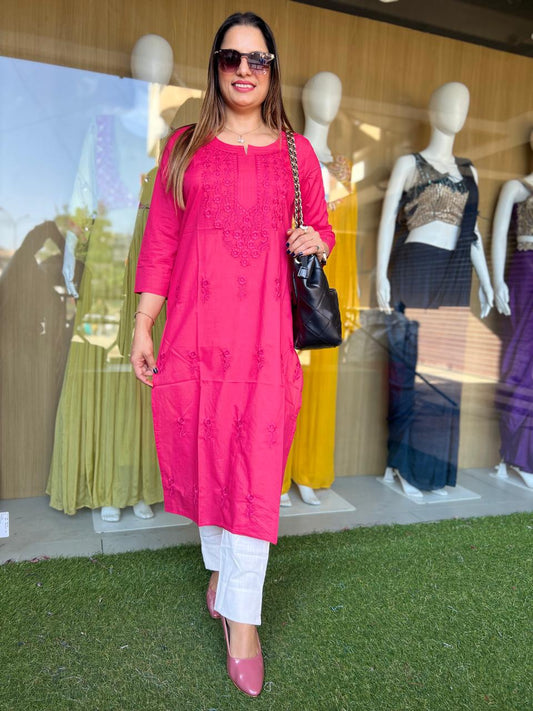 Pure Cotton Red One Piece Kurti