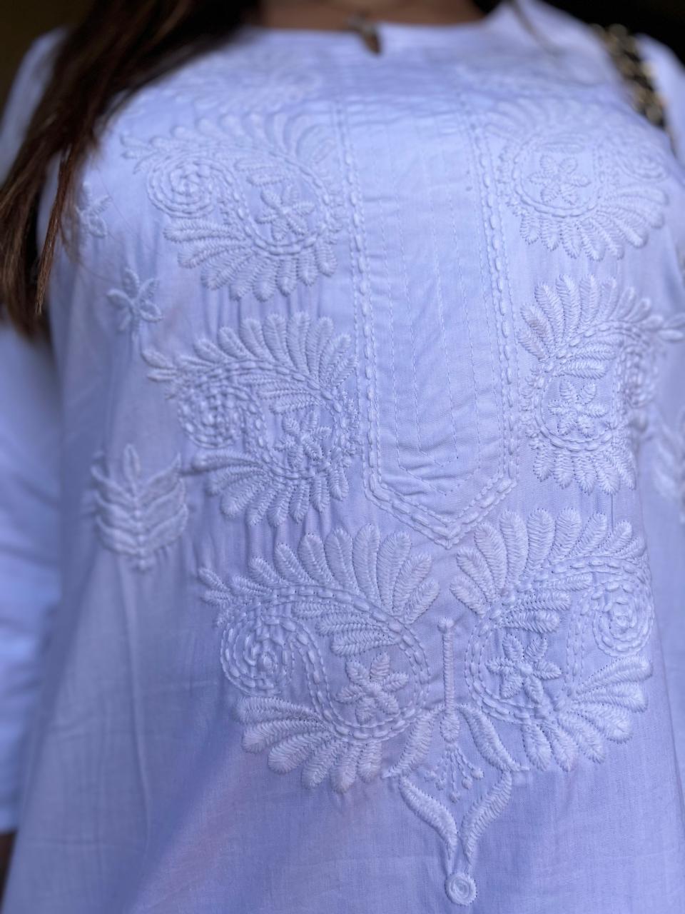 Pure Cotton White One Piece Kurti