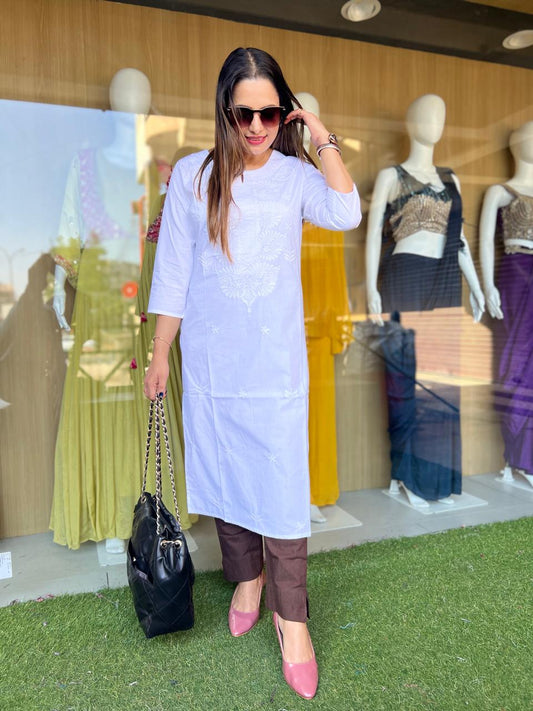 Pure Cotton White One Piece Kurti