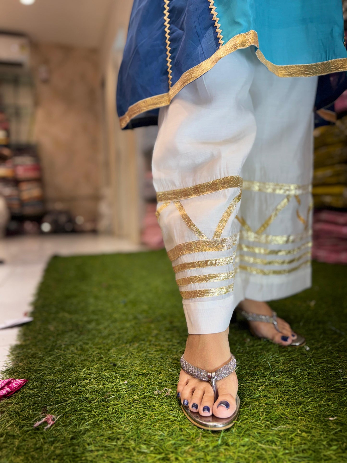 Pure Mull Chanderi Firozi 2pc Set