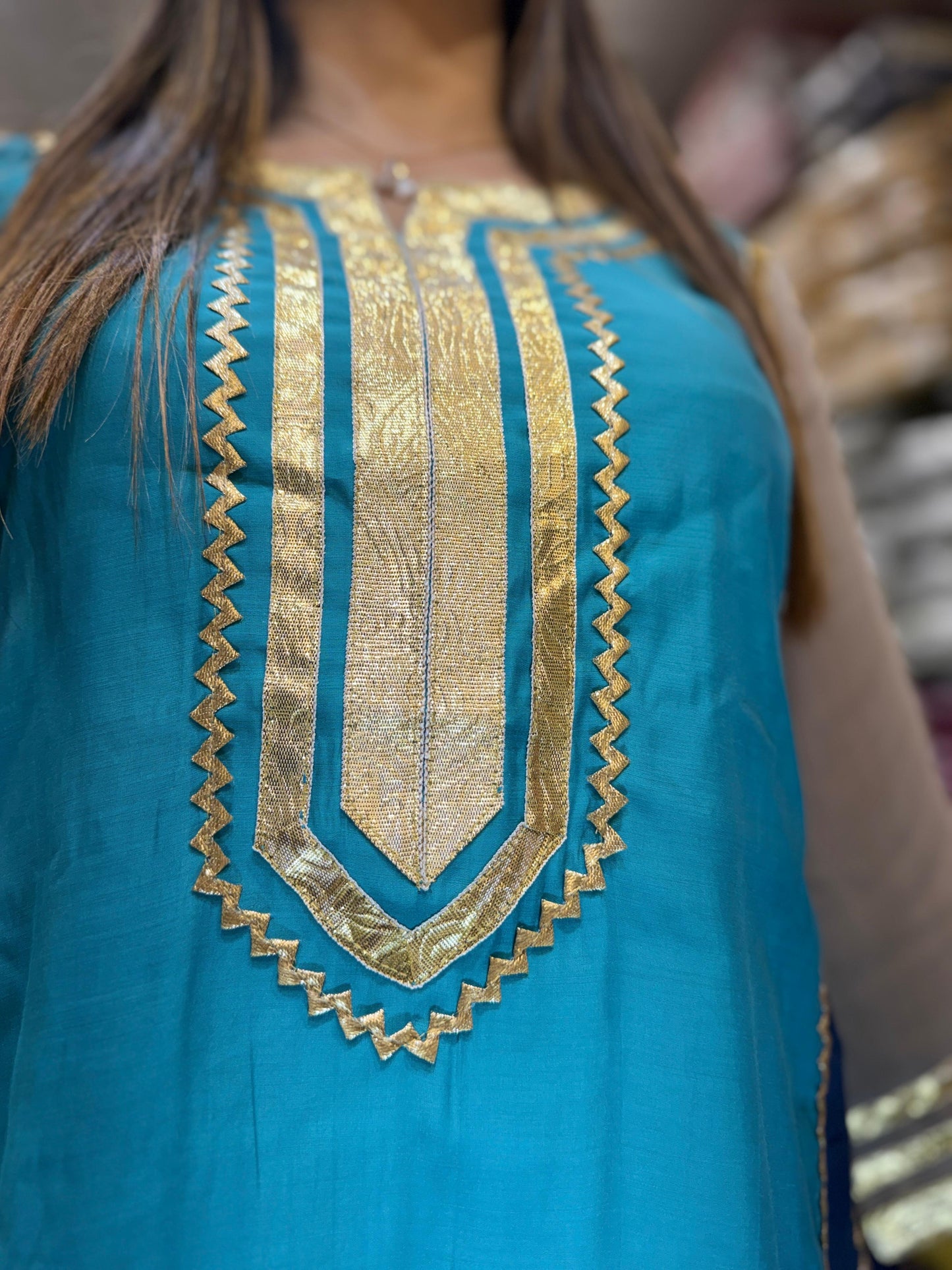 Pure Mull Chanderi Firozi 2pc Set