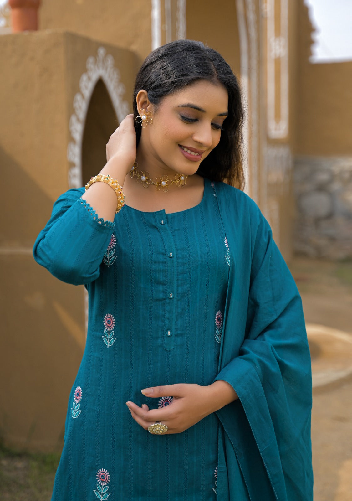 Pure Cotton Peacock Green 3pc Set