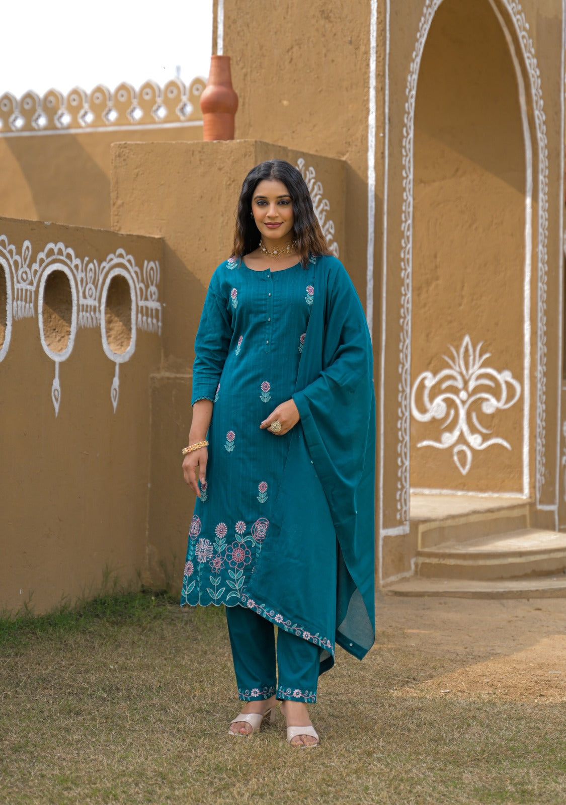 Pure Cotton Peacock Green 3pc Set