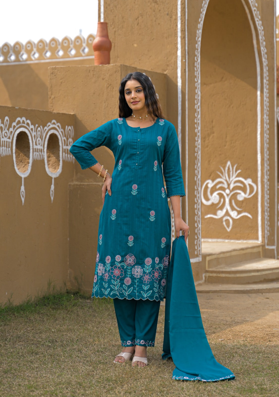 Pure Cotton Peacock Green 3pc Set