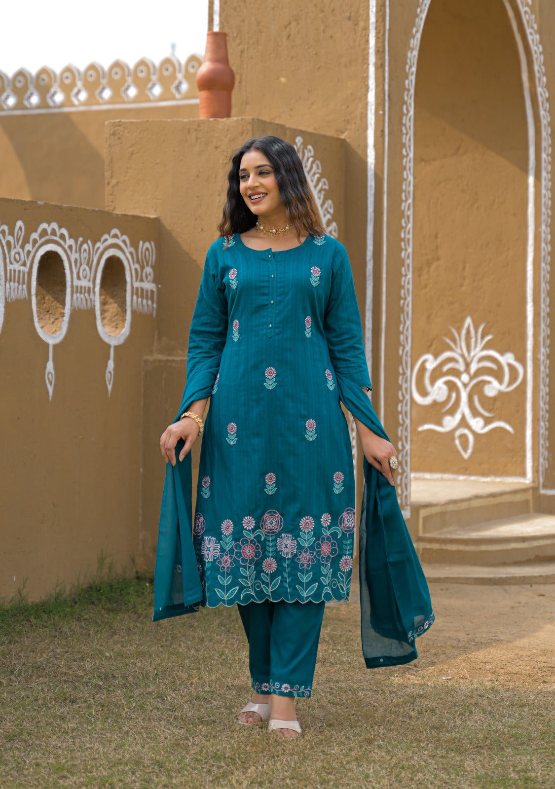 Pure Cotton Peacock Green 3pc Set