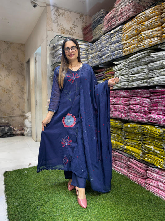 Pure Mull Cotton Blue 3pc Set