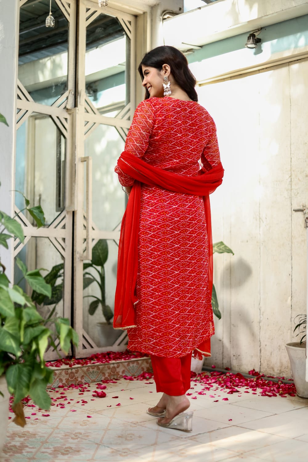 Pure Georgette Red 3pc Set