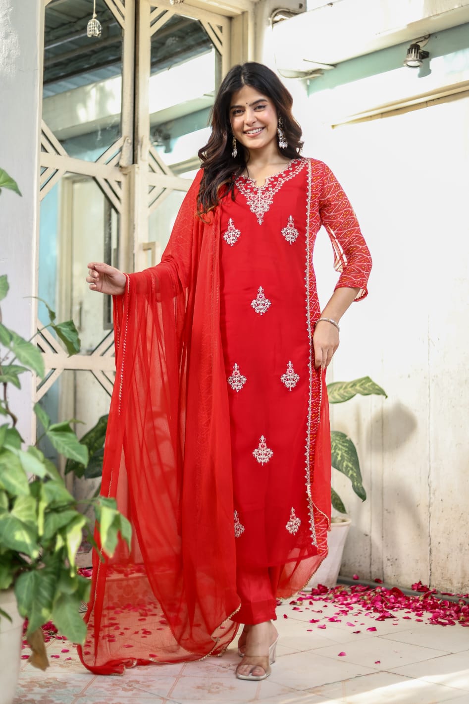 Pure Georgette Red 3pc Set