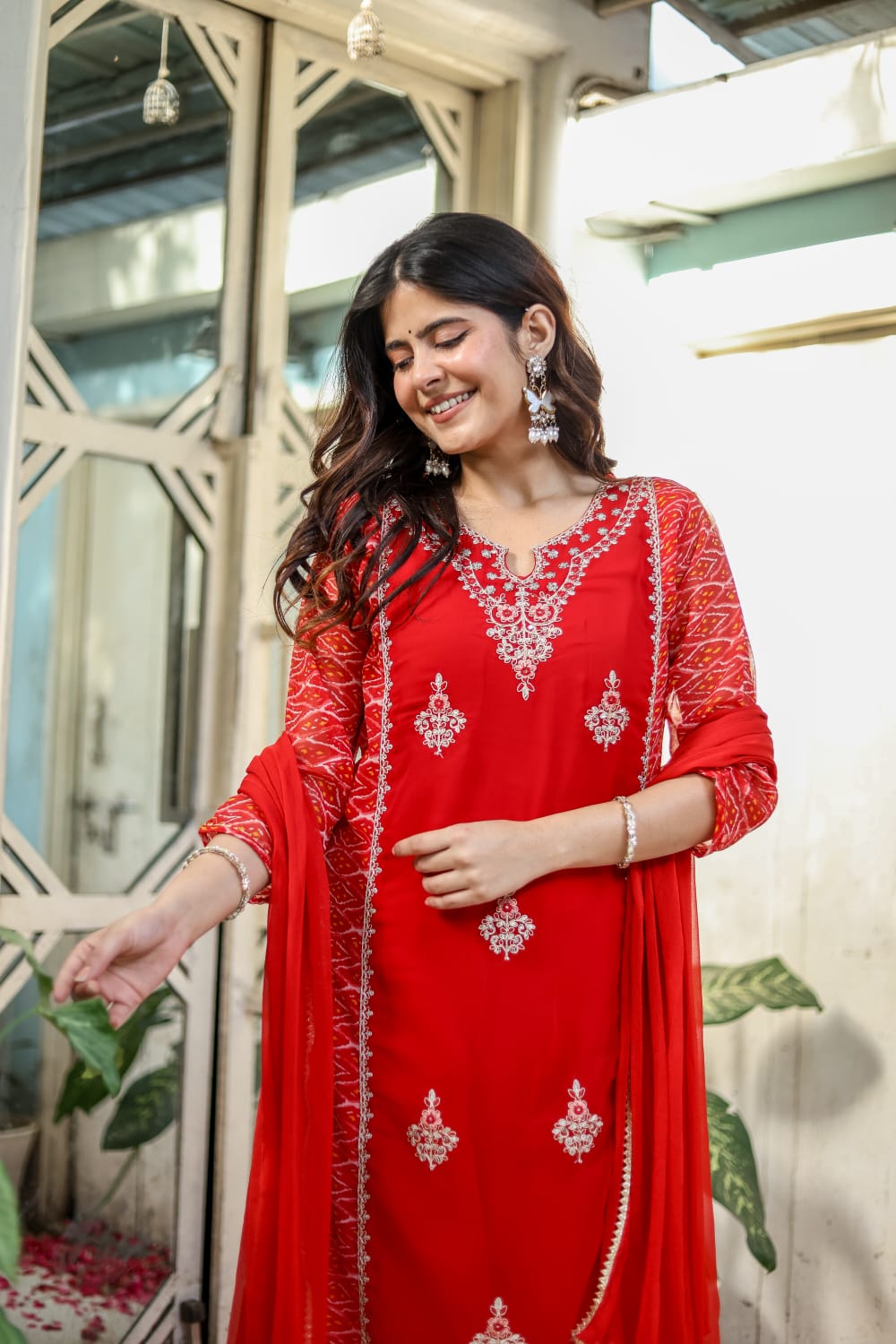 Pure Georgette Red 3pc Set