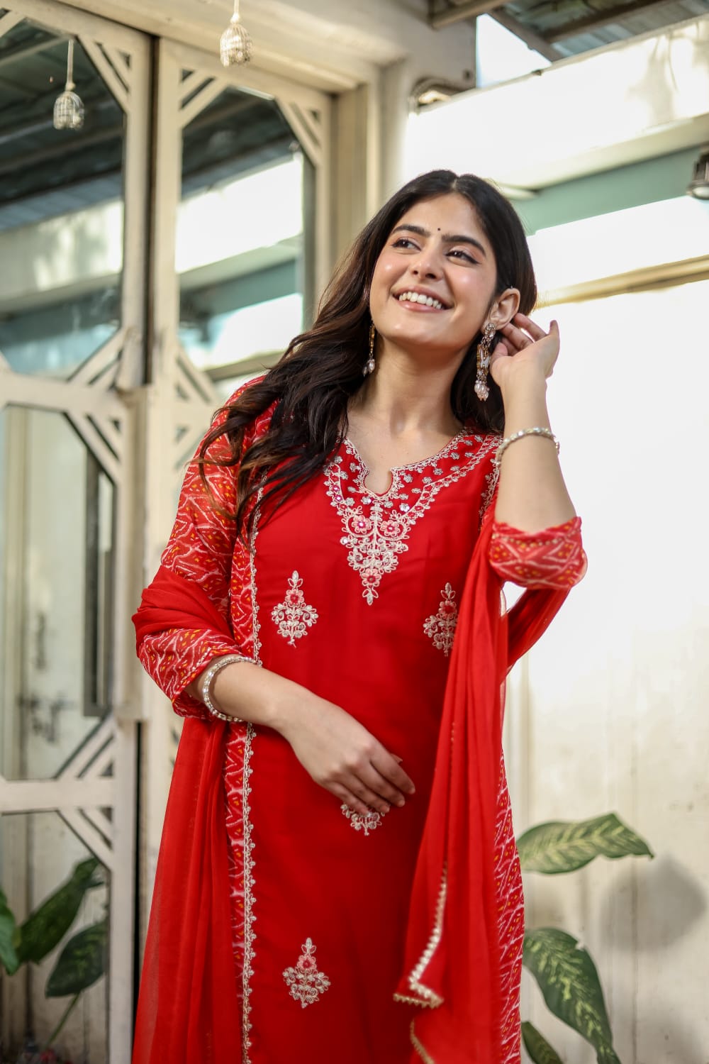 Pure Georgette Red 3pc Set