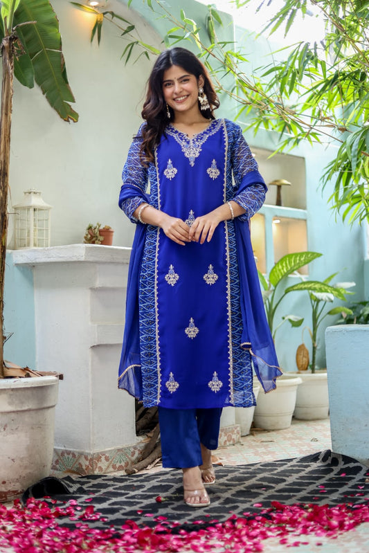 Pure Georgette Blue 3pc Set