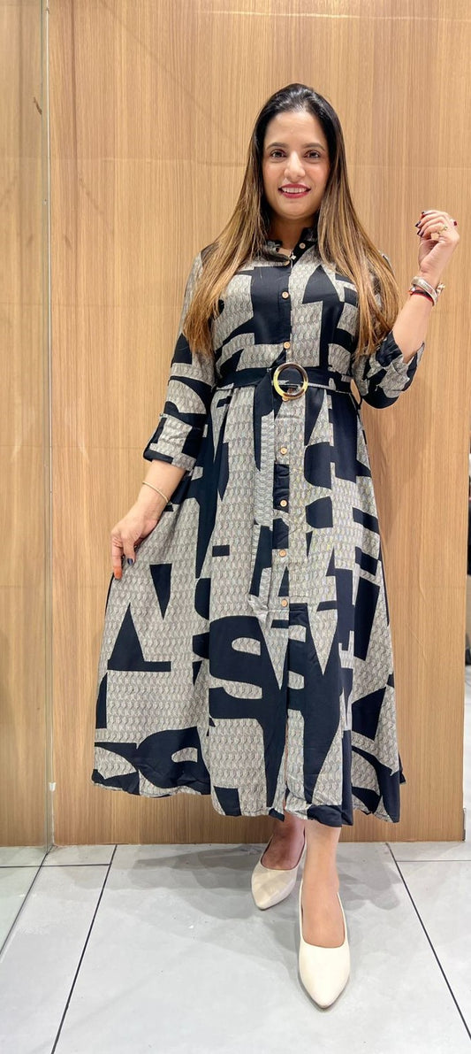 Pure German Rayon Black Midi