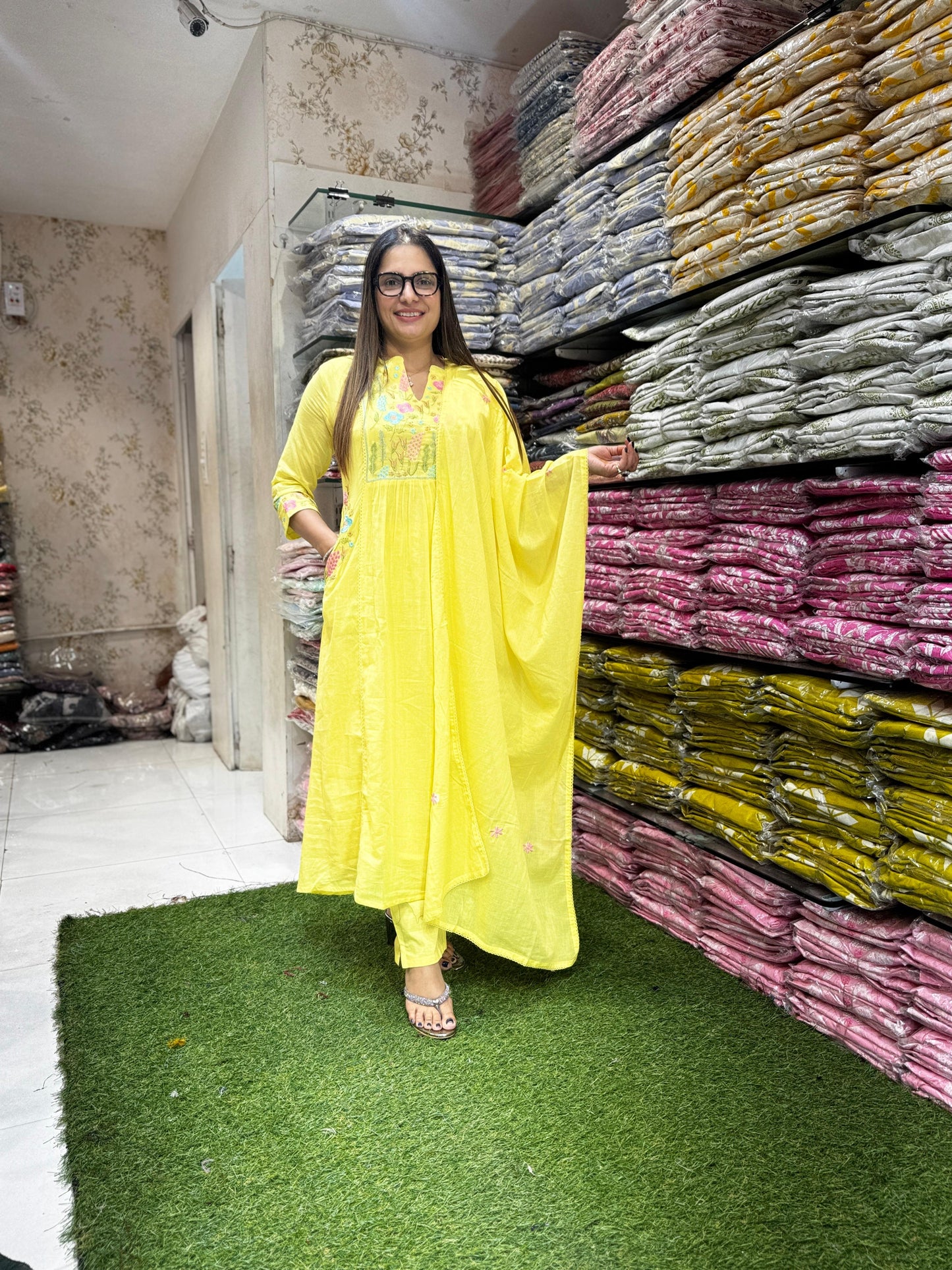 Pure Mull Cotton Yellow 3pc Set