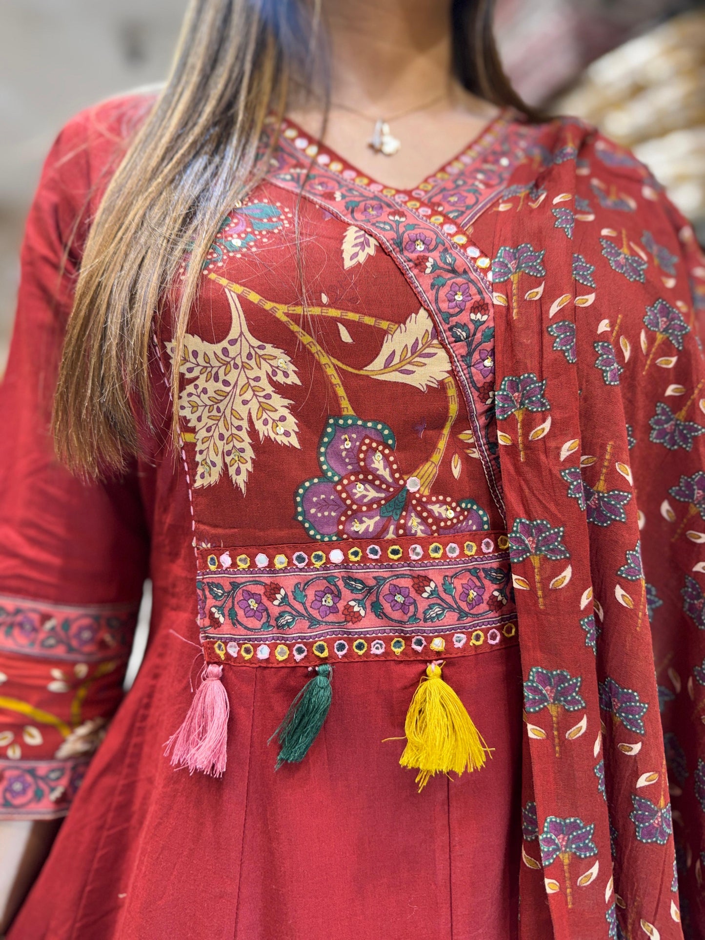 Pure Cotton Maroon 3pc Set