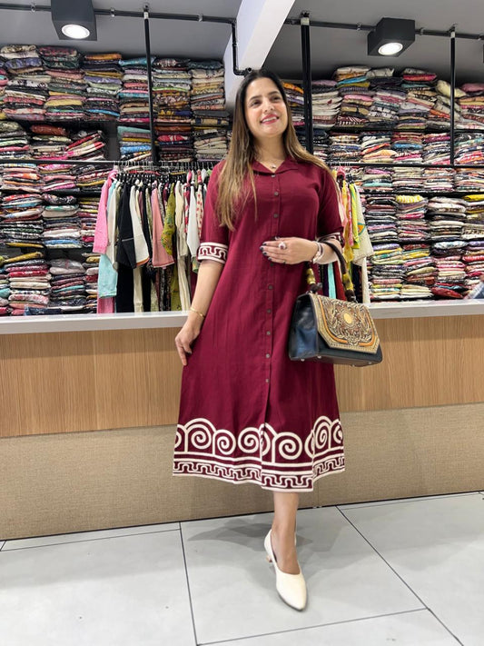 Pure Flex Cotton Maroon Midi