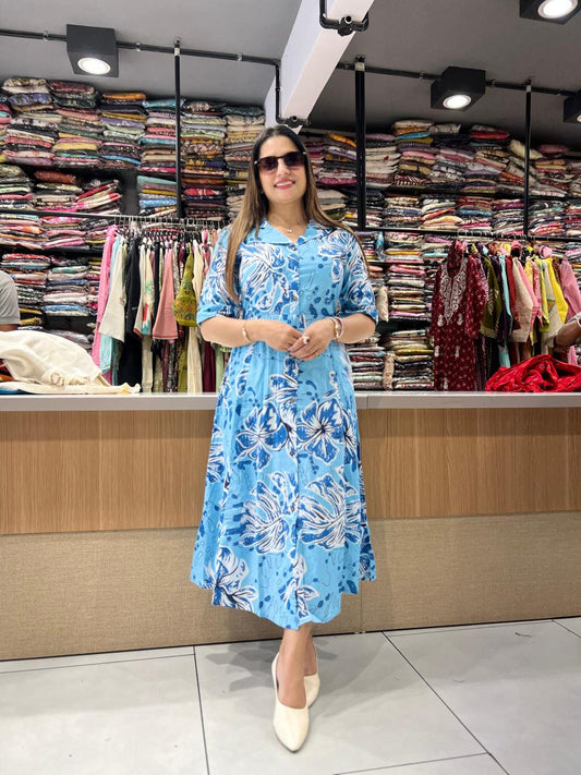 Pure Cotton  Sky Blue Midi